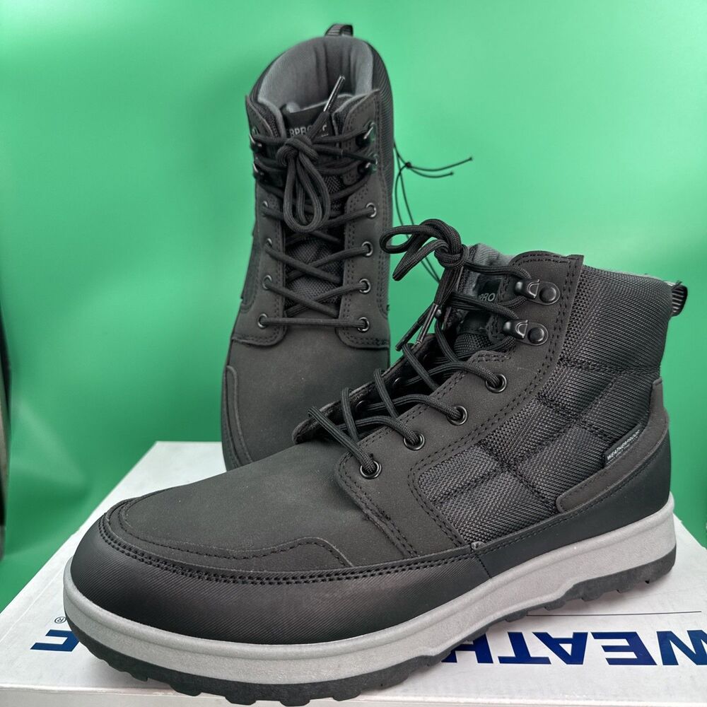 Weatherproof Jenkins Mens 10 Black Lace Up Memory Foam Hiking Boots NEW IN BOX
